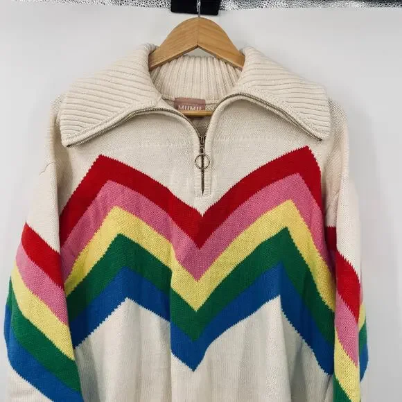 Show Me Your Mumu Rainbow Slope Weston Half Zip Pullover Sweater Knit Small - Picture 7 of 13
